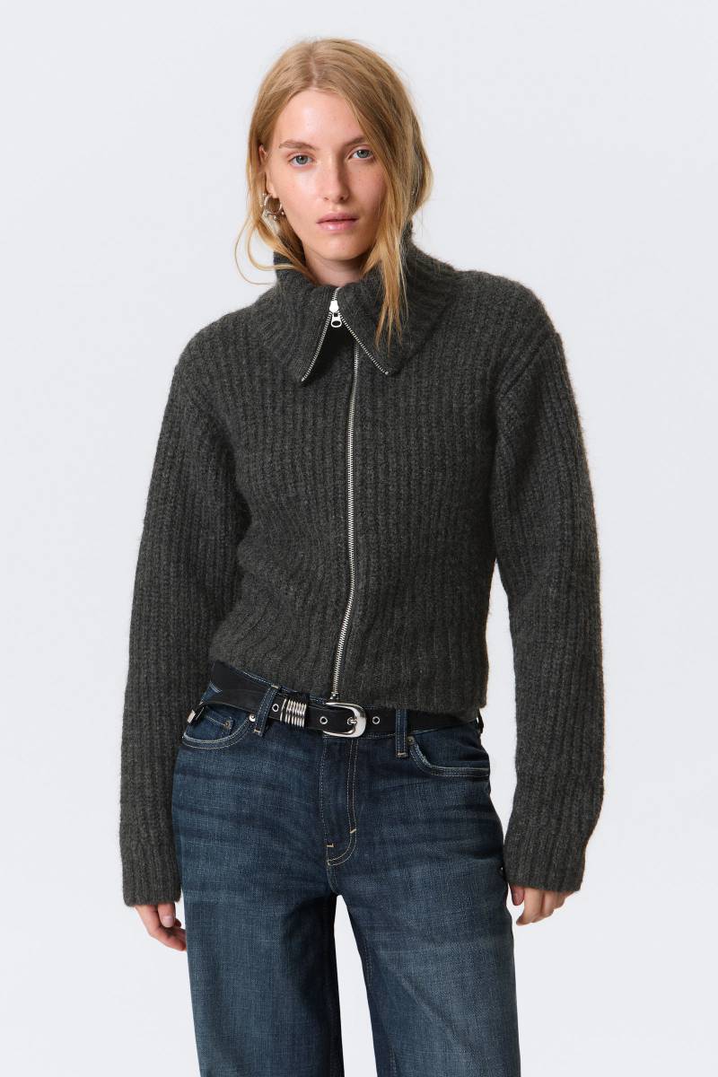 Ribbed Zip-Up Knit Cardigan von Weekday