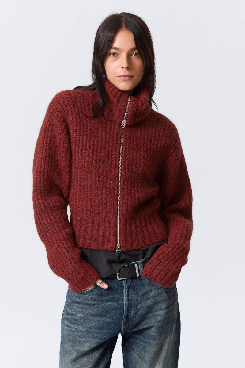 Ribbed Zip-Up Knit Cardigan von Weekday