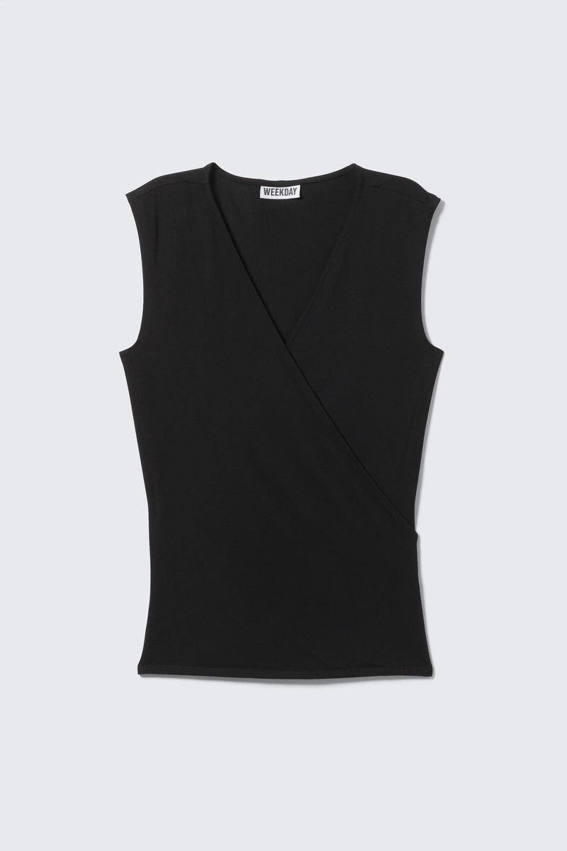 SLEEVELESS JERSEY WRAP TOP von Weekday