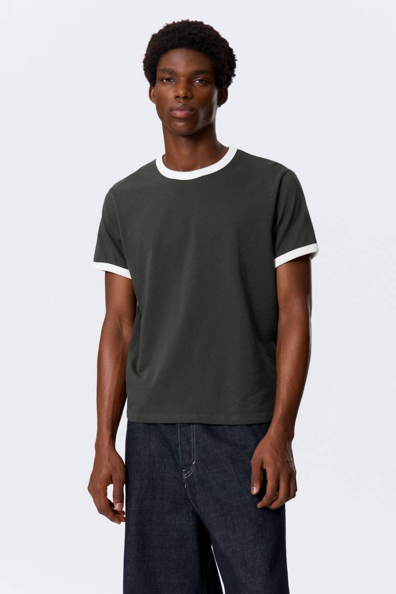 Short-Sleeved Contrast Trim Cotton T-shirt von Weekday