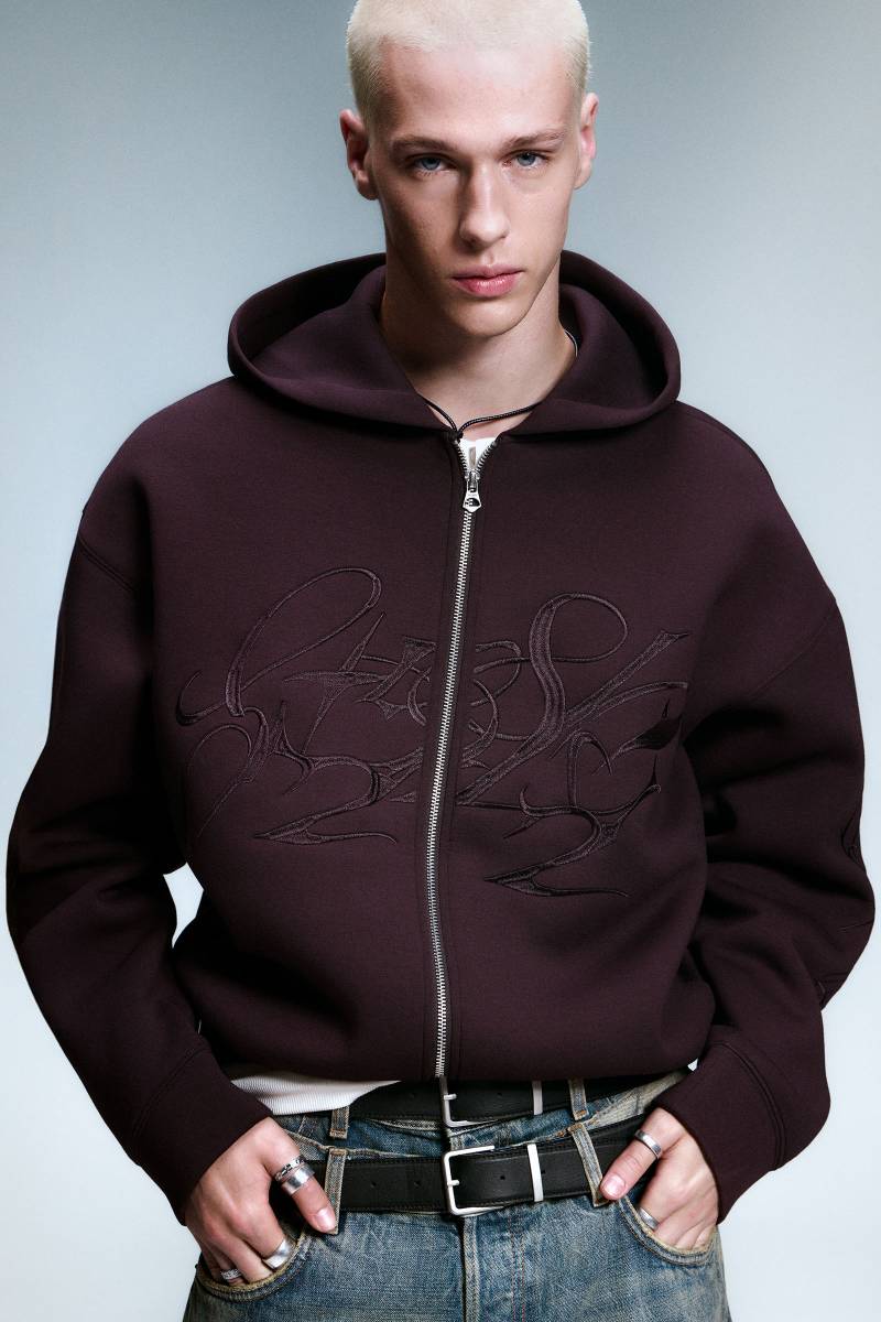 Simon Graphic Scuba Zip Hoodie von Weekday