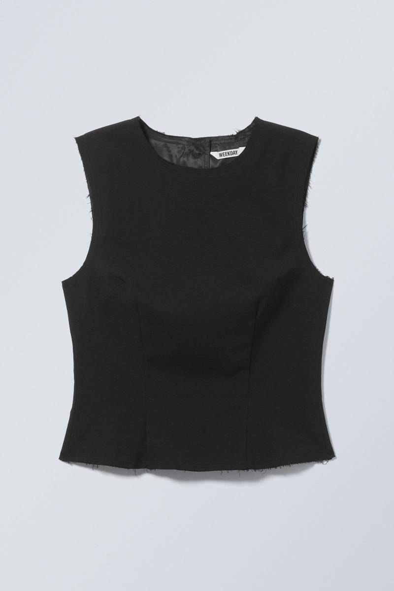 Sleeveless Frayed Suiting Top von Weekday