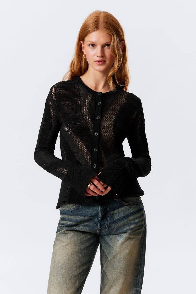 Slim Fit Textured Knit Cardigan von Weekday