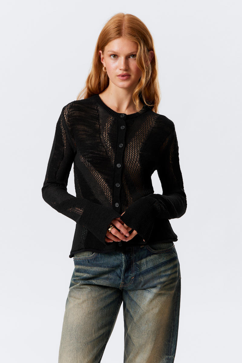 Slim Fit Textured Knit Cardigan von Weekday