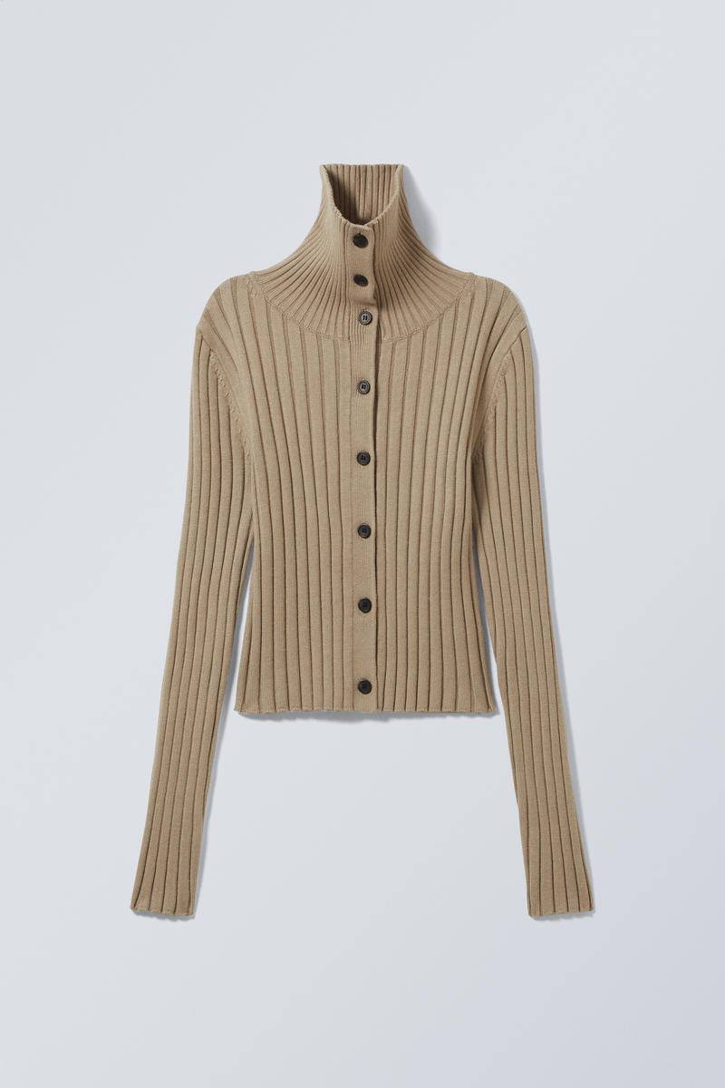 Slim Knitted Turtleneck Cardigan von Weekday