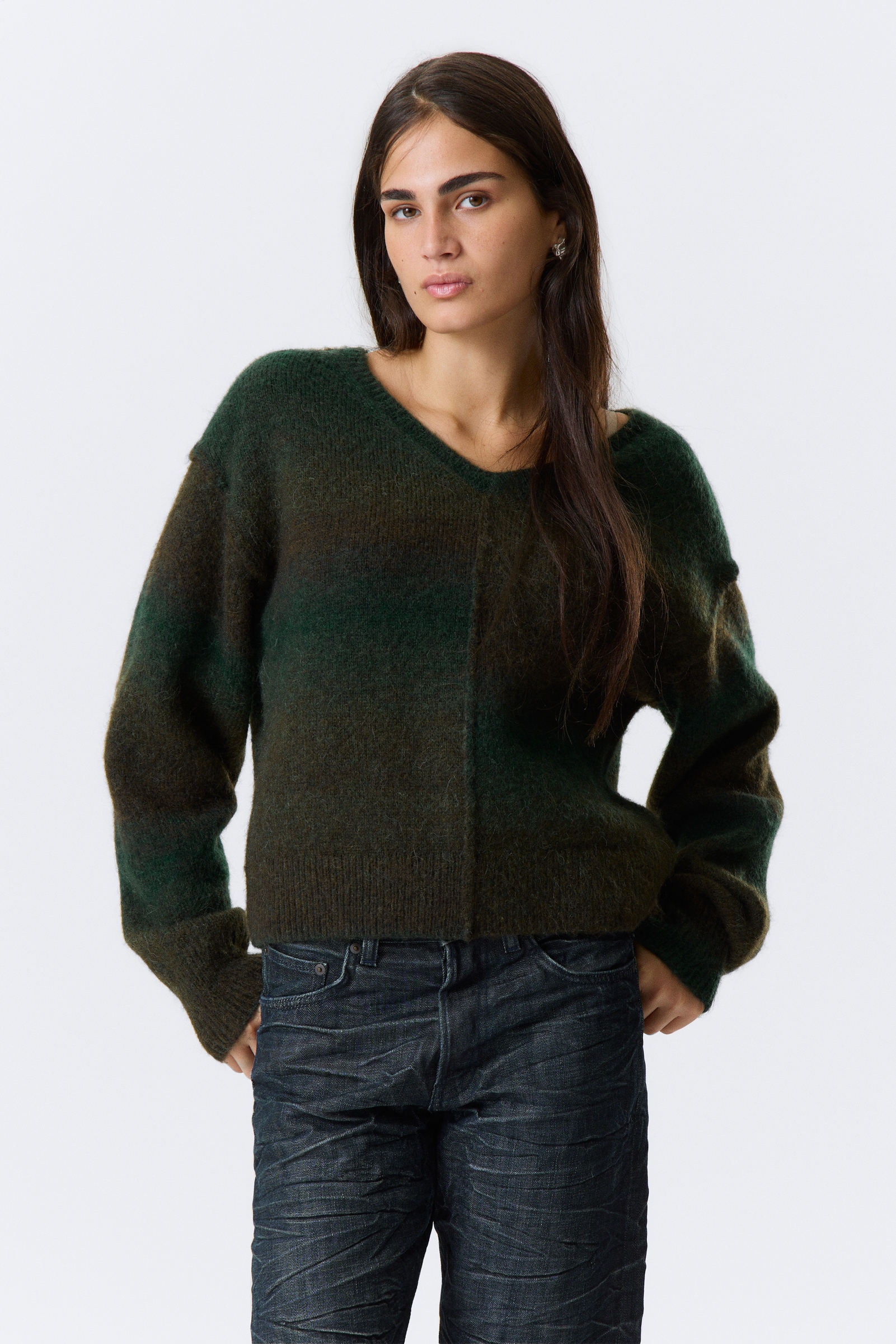 Space Dye V-Neck Knitted Sweater von Weekday