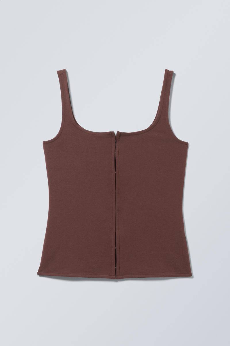 Square Neck Open Front Top von Weekday