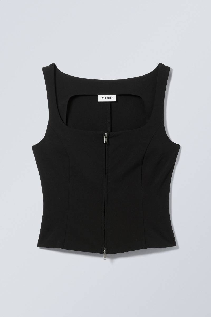 Square Neck Zip Top von Weekday