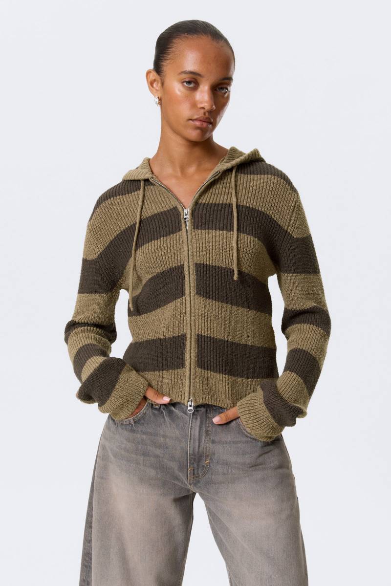 Striped Knitted Slim Fit Zip Hoodie von Weekday