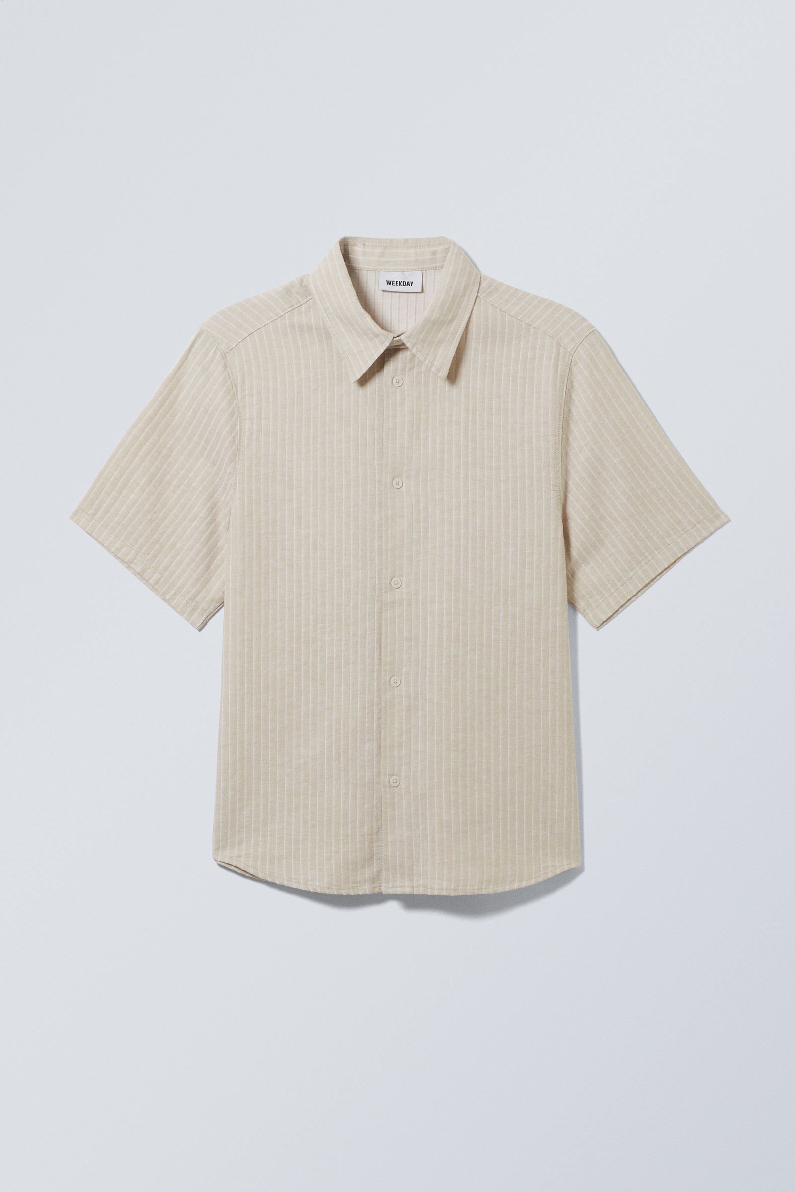 Striped Short Sleeve Linen Blend Shirt Striped Short Sleeve Linen Blend Shirt von Weekday