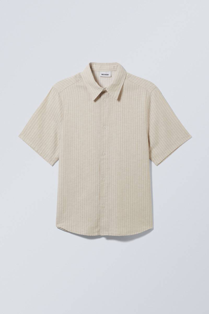 Striped Short Sleeve Linen Blend Shirt von Weekday