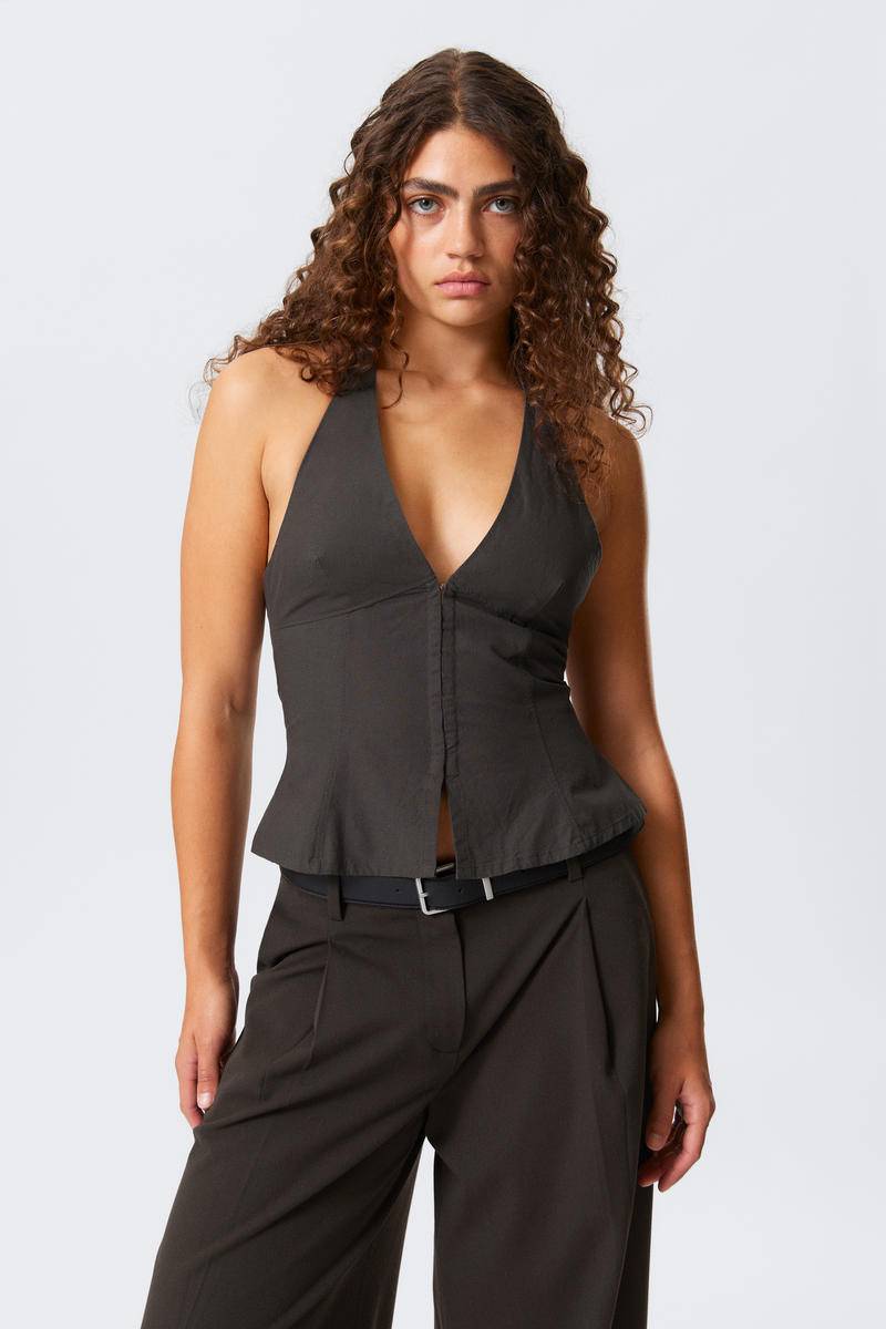 Tie-Back Hook-and-Eye Halterneck Top von Weekday