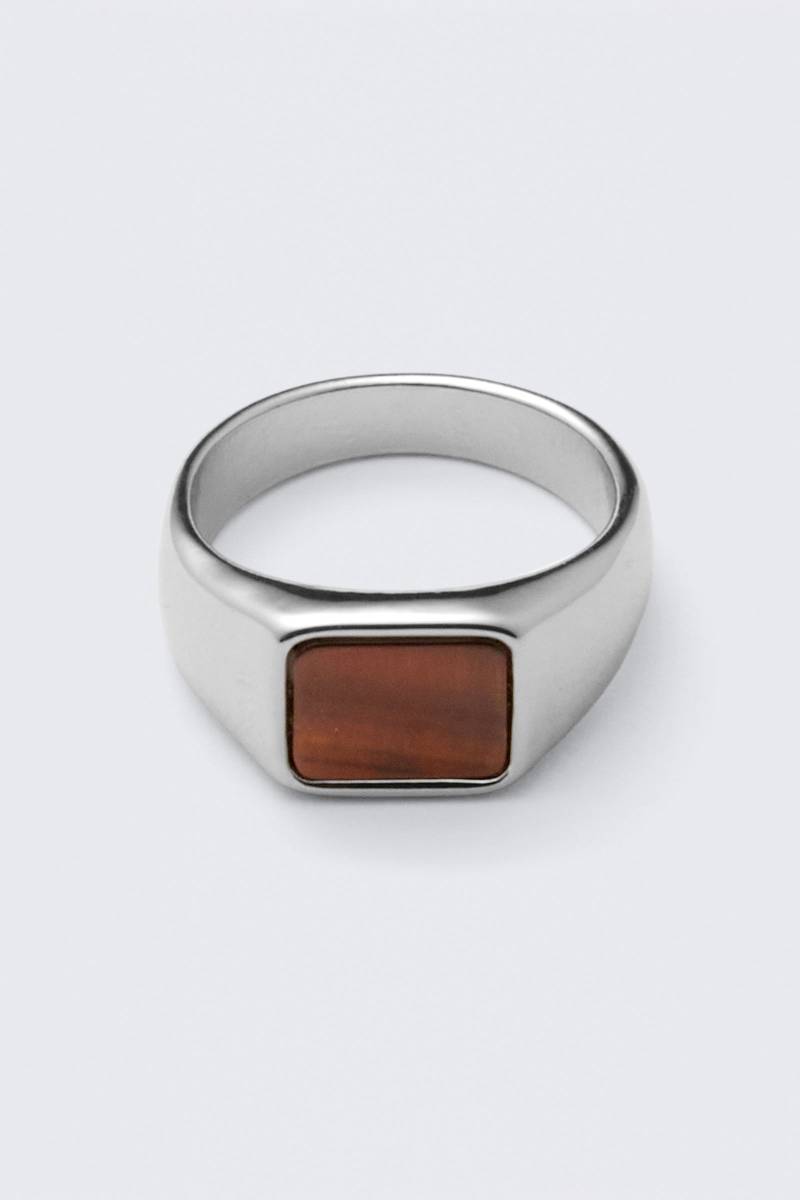 Tiger Eye Signet Ring von Weekday