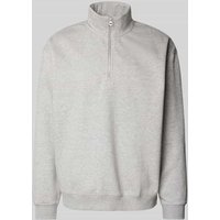 WEEKDAY Relaxed Fit Sweatshirt mit kurzem Reißverschluss in Hellgrau, Größe L von Weekday