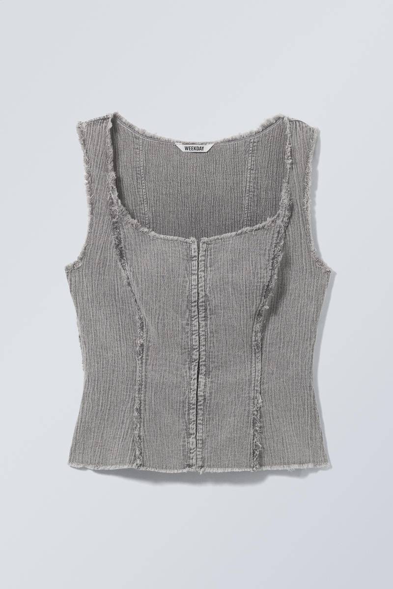 Washed Square Neck Twill Top von Weekday