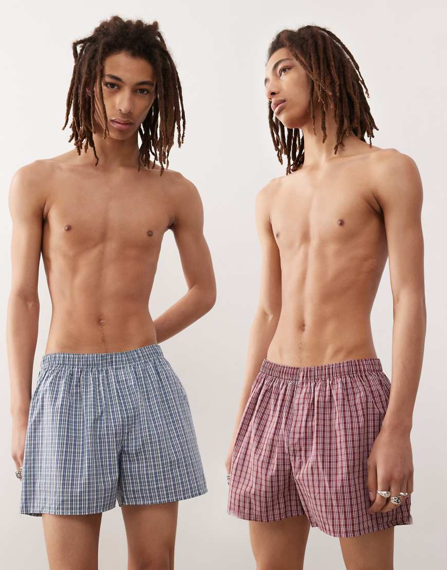 Weekday - 2er-Pack Boxershorts in Blau nd Rot kariert-Bunt Weekday - 2er-Pack Boxershorts in Blau nd Rot kariert-Bunt von Weekday