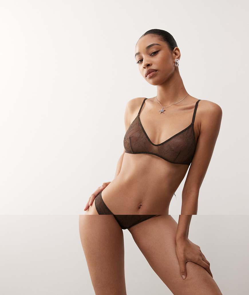 Weekday - 2er-Pack Tangas aus Netzstoff-Spitze in Braun und Schwarz Weekday - 2er-Pack Tangas aus Netzstoff-Spitze in Braun und Schwarz von Weekday