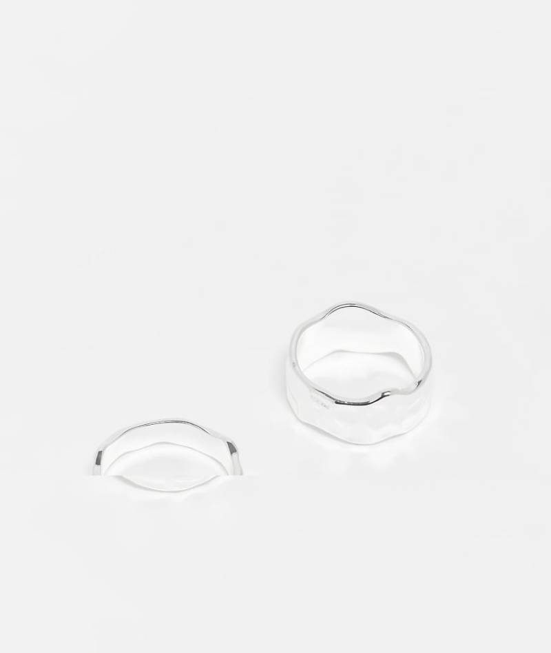 Weekday - 2er-Pack gehämmerte silberfarbene Ringe von Weekday