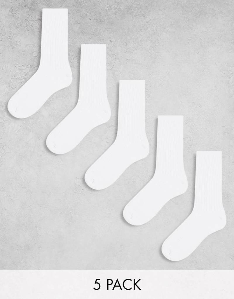 Weekday - 5er-Pack gerippte Socken in Weiß von Weekday