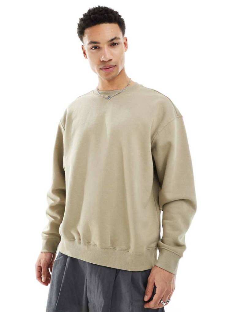 Weekday - Albin - Oversize-Sweatshirt in Beige-Neutral von Weekday