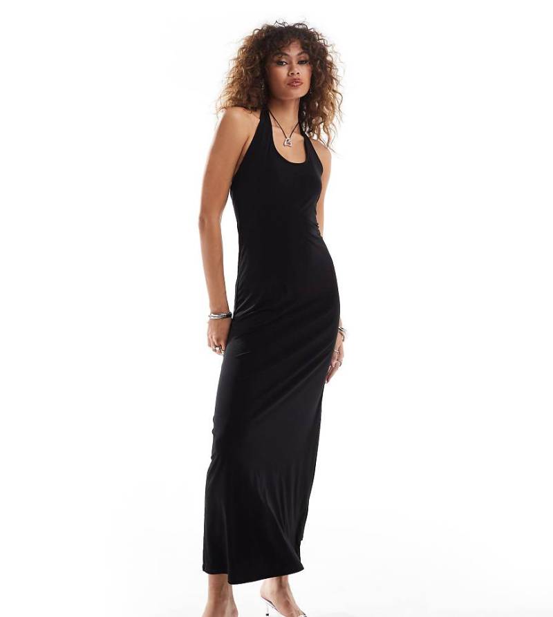 Weekday - Astrid - Neckholder-Maxikleid in Schwarz, exklusiv bei ASOS von Weekday