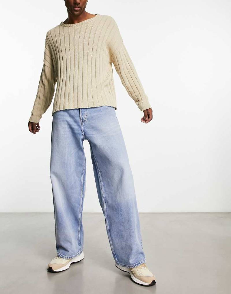 Weekday - Astro - Jeans in Blue-Delight-Waschung mit weitem, lockerem Schnitt-Blau von Weekday