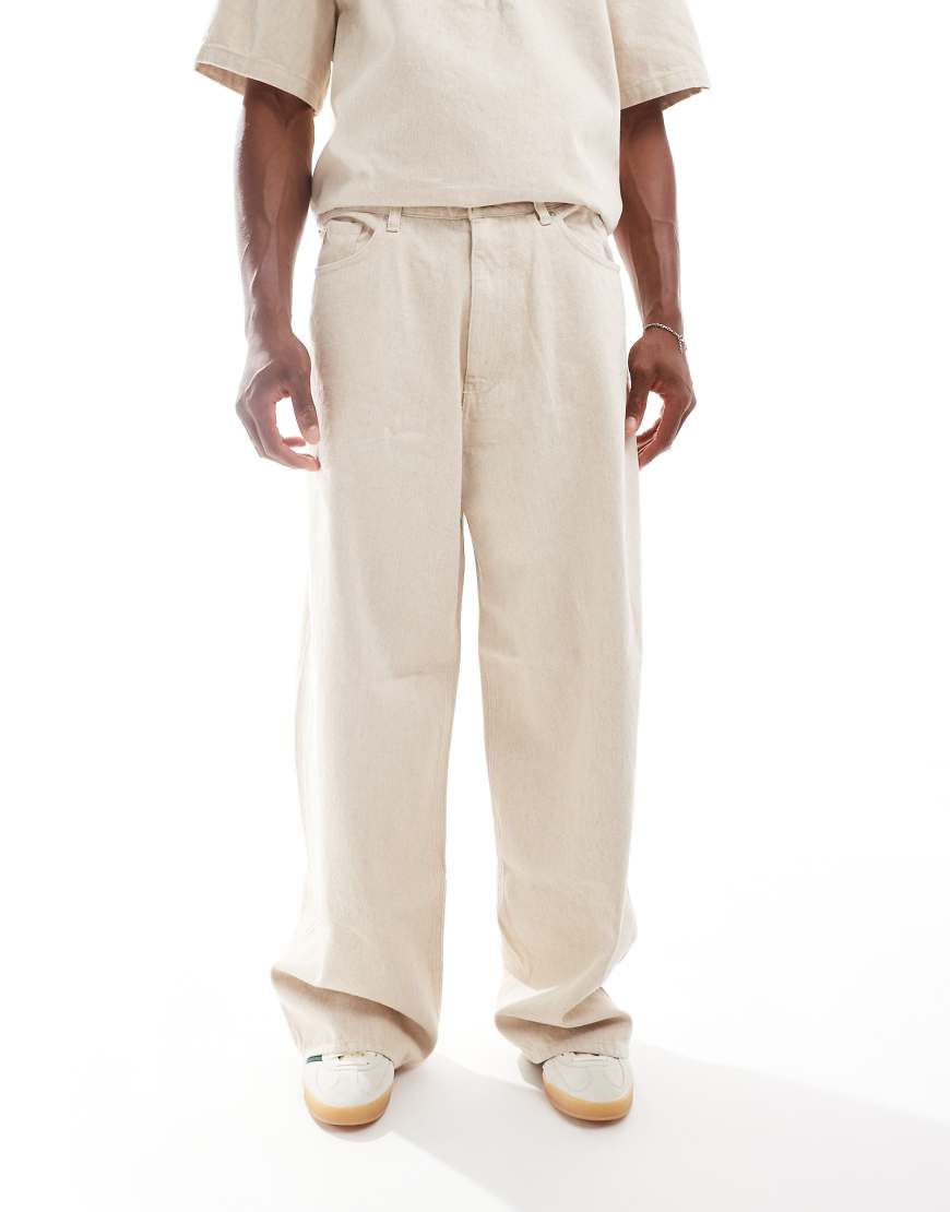 Weekday - Astro - Schwere Leinenhose in Beige-Neutral von Weekday