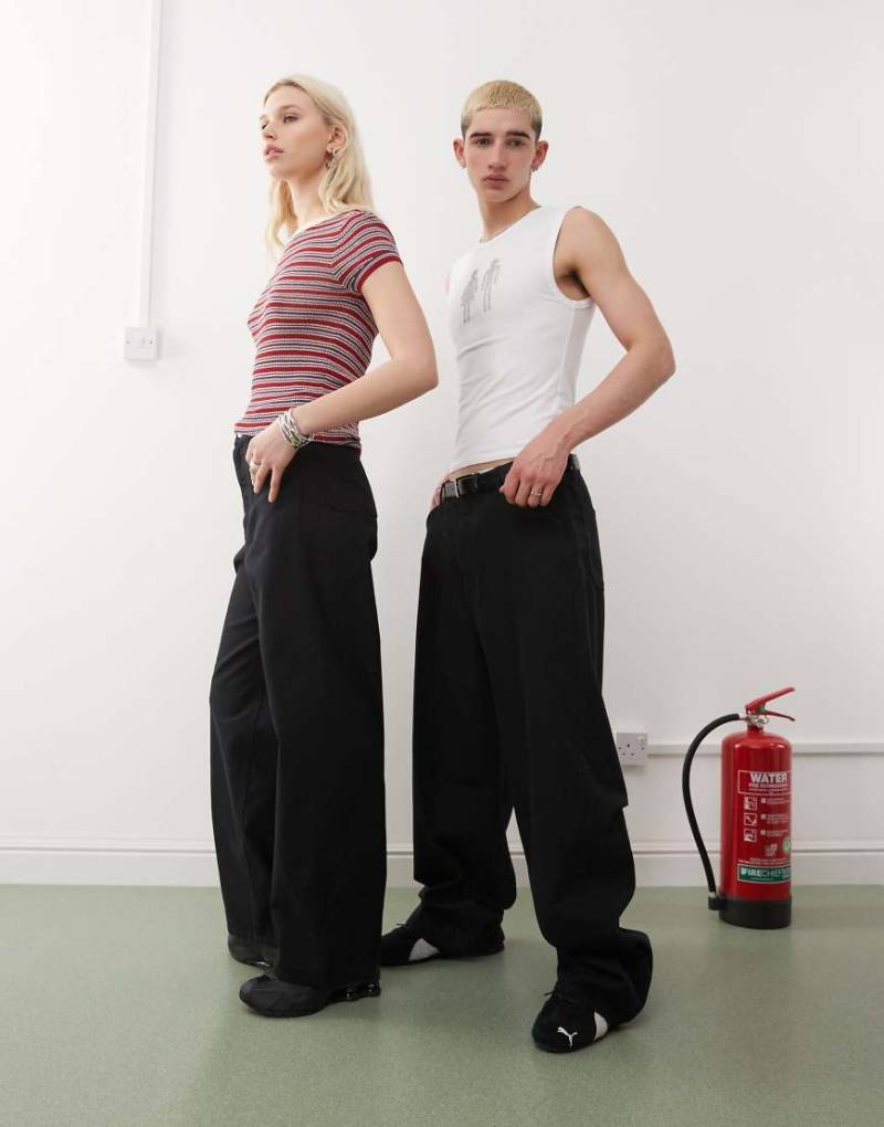 Weekday - Astro - Unisex-Hose aus Leinenmix in Schwarz von Weekday