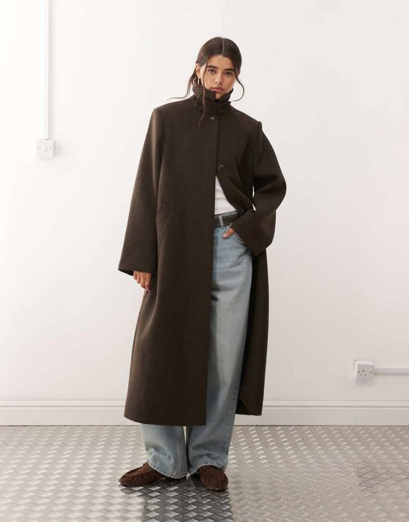 Weekday - Automantel aus Wollmix in Dunkelbraun-Brown von Weekday