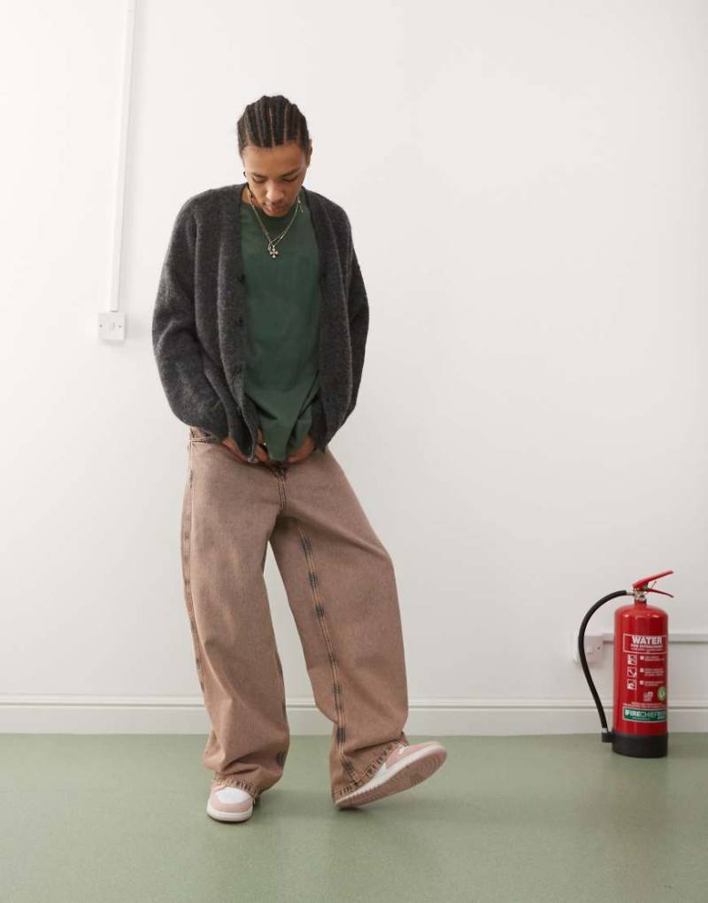 Weekday - Bob - Oversize-Strickjacke aus Wollmix in meliertem Schwarz von Weekday