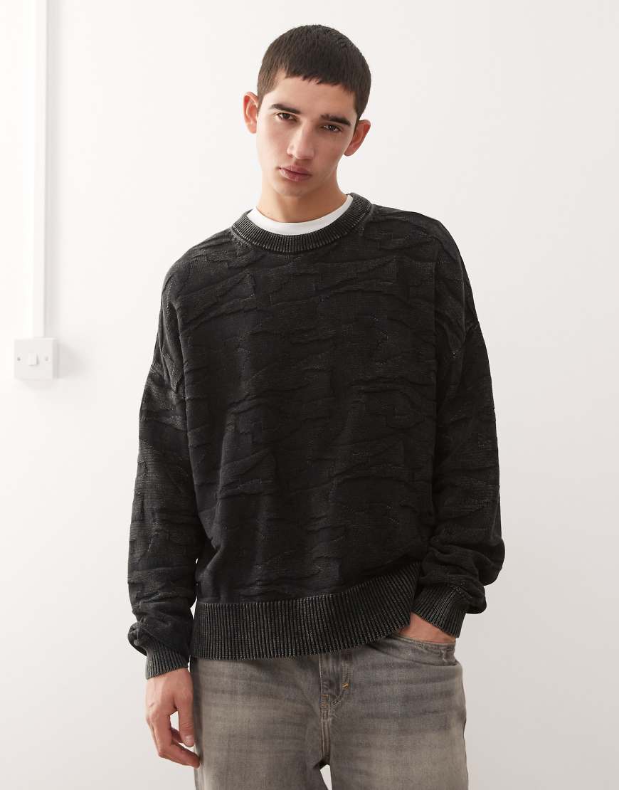 Weekday - Boxy-Fit-Pullover in Schwarz mit 3D-Strukturmuster Weekday - Boxy-Fit-Pullover in Schwarz mit 3D-Strukturmuster von Weekday
