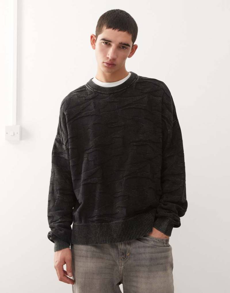 Weekday - Boxy-Fit-Pullover in Schwarz mit 3D-Strukturmuster Weekday - Boxy-Fit-Pullover in Schwarz mit 3D-Strukturmuster von Weekday