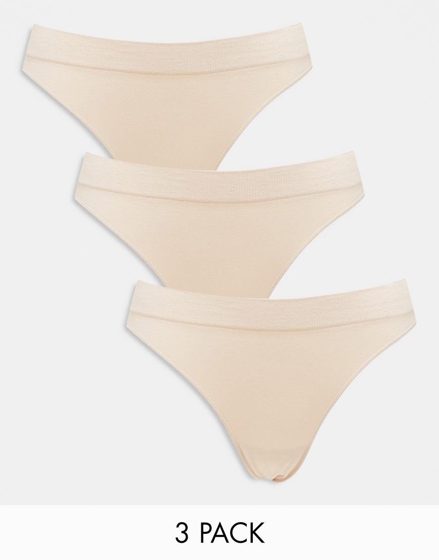 Weekday - Cat - 3-er Pack nahtlose Tangas in Beige-Neutral Weekday - Cat - 3-er Pack nahtlose Tangas in Beige-Neutral von Weekday