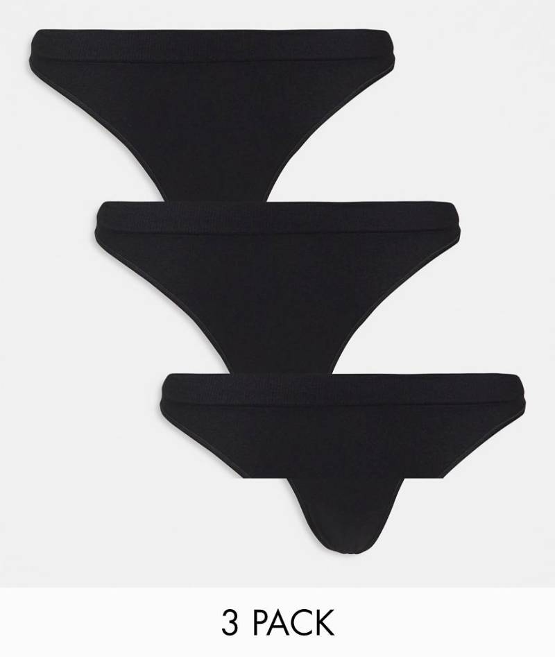 Weekday - Cat - 3-er Pack nahtlose Tangas in Schwarz von Weekday