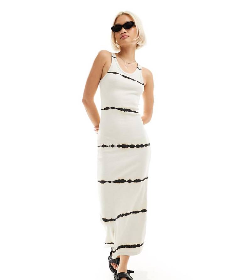 Weekday - Close - Körperbetontes, geripptes Midaxi-Kleid in Wollweiß mit Batik-Effekt, exklusiv bei ASOS von Weekday