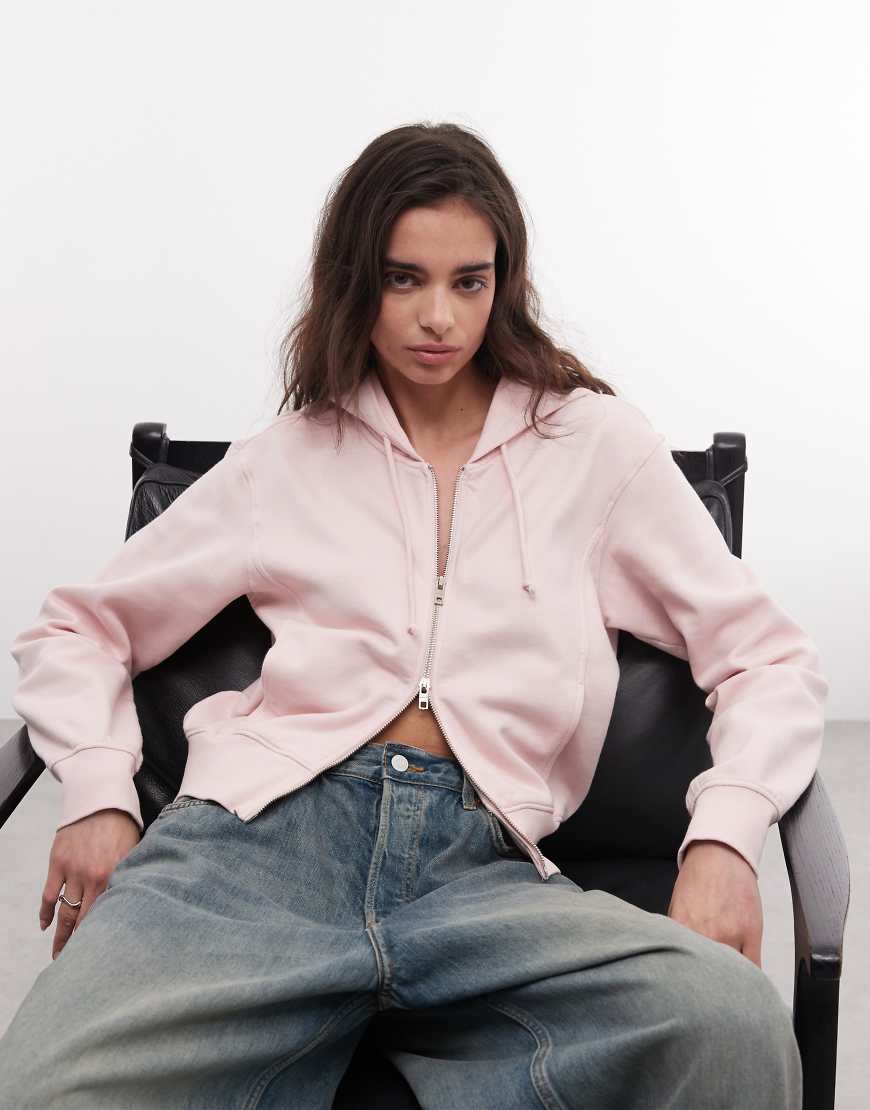 Weekday - Cropped-Kapuzenpullover in verwaschenem Rosa von Weekday