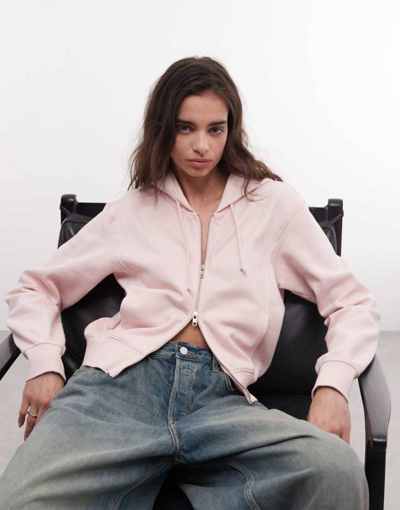 Weekday - Cropped-Kapuzenpullover in verwaschenem Rosa von Weekday