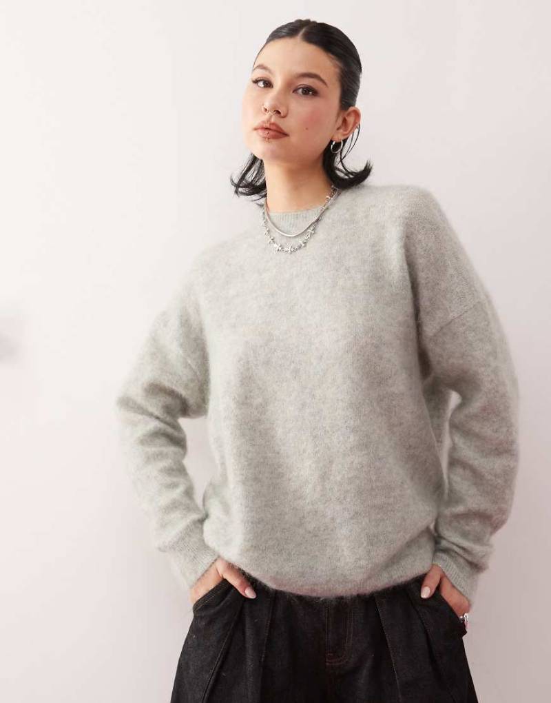 Weekday - Eneka - Pullover aus hochwertigem Mohair-Wollmix in salbeigrün meliert von Weekday