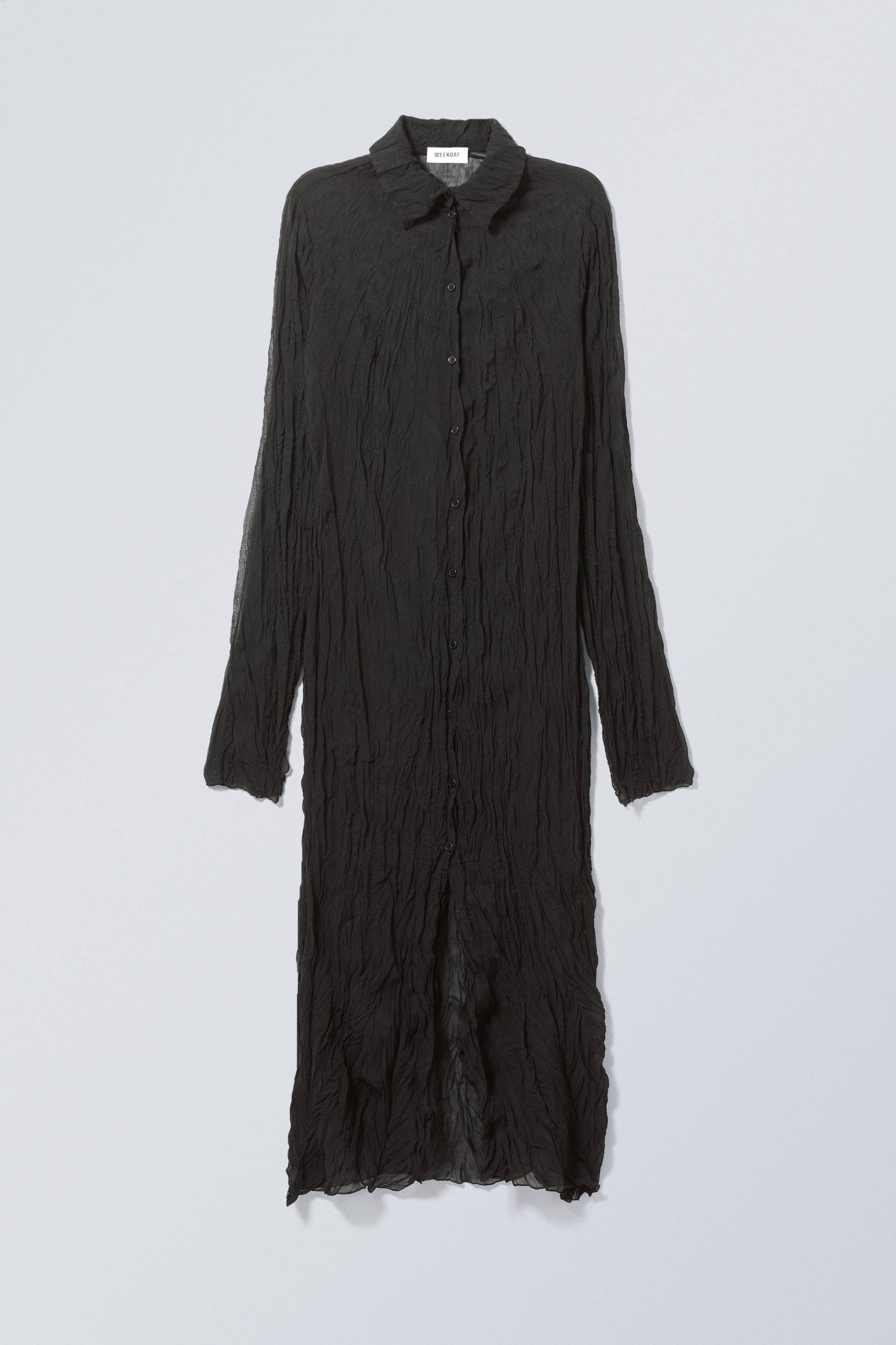 Weekday Enganliegendes Knitterkleid Schwarz, Alltagskleider in Größe S. Farbe: Black von Weekday