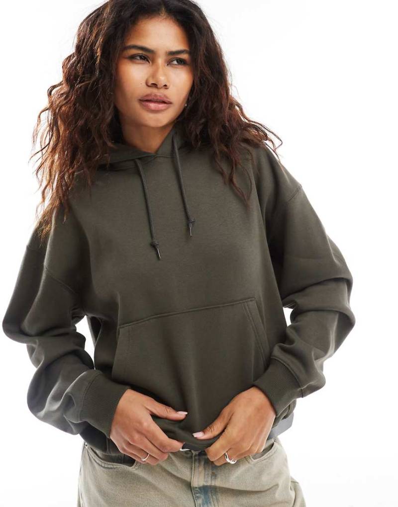 Weekday - Essence - Kapuzenpullover in Khaki-Grün von Weekday