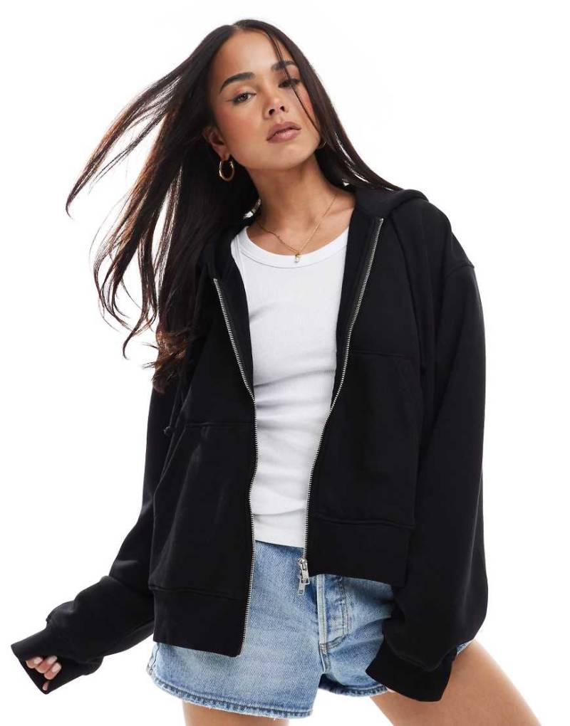 Weekday - Essence - Kastige Kapuzenjacke in Schwarz von Weekday