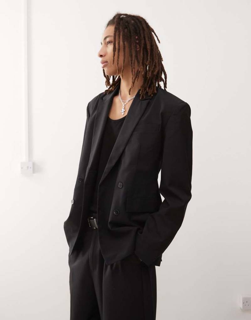 Weekday - Fabio - Figurbetonter, zweireihiger Blazer in Schwarz von Weekday