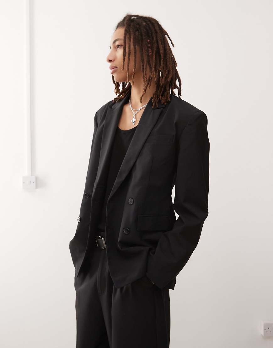 Weekday - Fabio - Figurbetonter, zweireihiger Blazer in Schwarz von Weekday