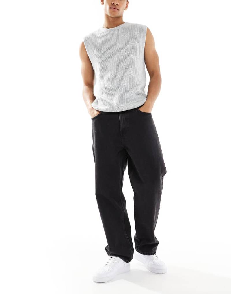 Weekday - Galaxy - Jeans in getuntem Schwarz mit geradem, lockerem Schnitt von Weekday