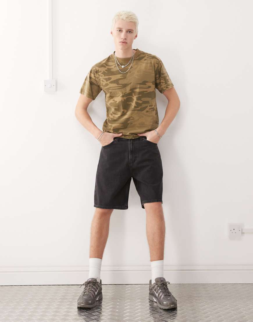 Weekday - Galaxy - Weite Jeans-Shorts in Schwarz von Weekday