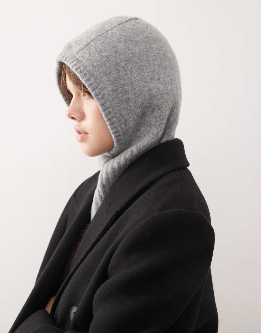 Weekday - Gestrickte Balaklava-Kapuze in grau meliert von Weekday
