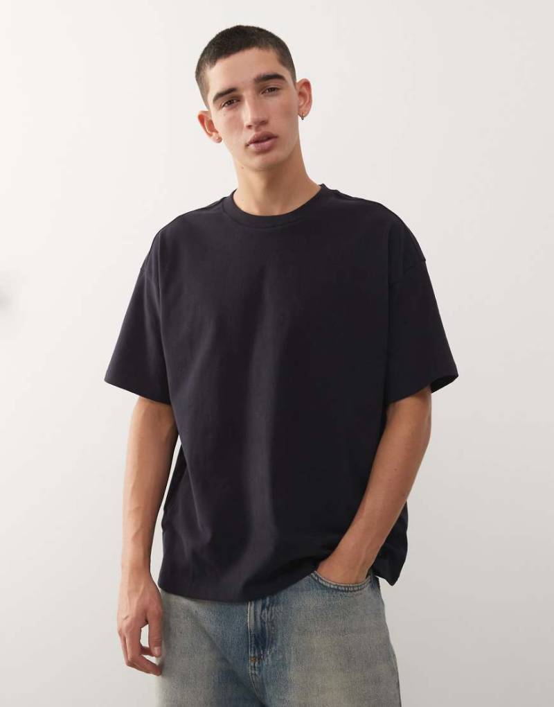 Weekday - Great - Kastiges T-Shirt in Marineblau von Weekday