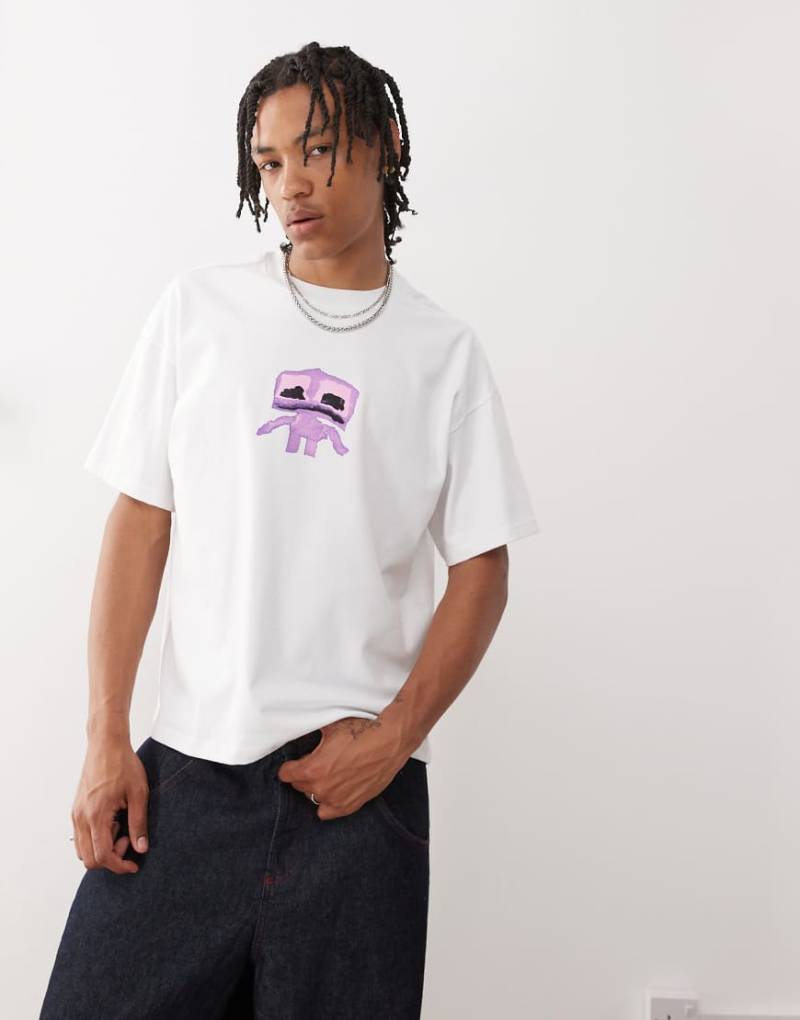 Weekday - Great - Kastiges T-Shirt in Weiß mit Grafikprint von Weekday