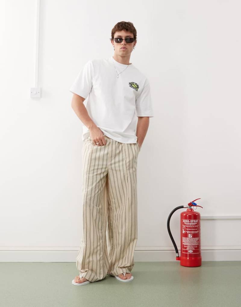 Weekday - Hose in Beige und Schwarz gestreift mit lässigem Schnitt-Neutral von Weekday