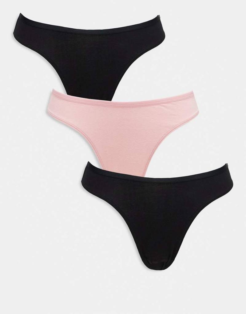 Weekday - Inez - 3er-Pack Slips in Schwarz und Rosa von Weekday